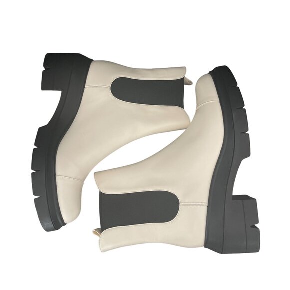 Stuart Weitzman Norah Chelsea Cream Leather Platform Boots, Size 10C WORN ONCE - Picture 6 of 10